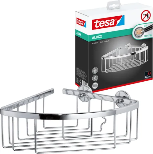 Miniatura 11 de tesa® Aluxx - Cesta de ducha pequeña, aluminio cromado brillante, autoadhesiva, tecnología de montaje adhesiva, 1.969 in x 8.661 in x 4.016 in