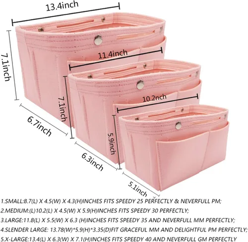 Miniatura 43 de LEXSION Organizador de fieltro para bolso – Bolsa de bolsillo múltiple en bolsa organizadora