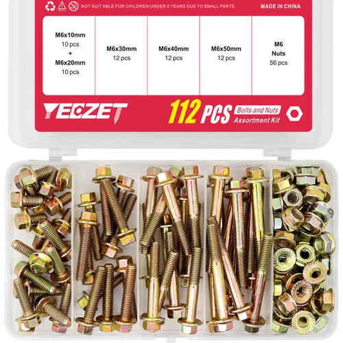 Miniatura 10 de Kit de 245 tornillos y tuercas de brida de alta resistencia, grado 8.8 M6 M8 M10, tuercas hexagonales con bridas métricas, incluye 15 tamaños más