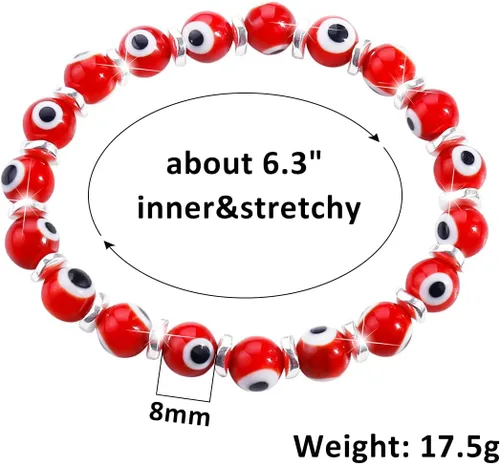 Miniatura 6 de Pulseras de mal de ojo para mujer con cuentas hechas a mano, pulsera elástica dorada para niñas