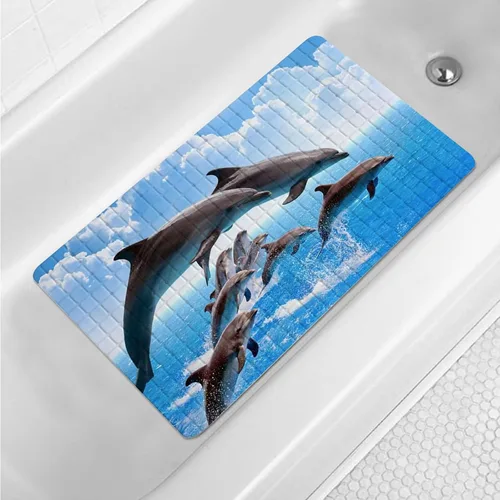 Miniatura 14 de Tapete de baño floral bohemio morado antideslizante con flores abstractas para ducha, tapete de baño botánico para bañera con ventosas y agujeros