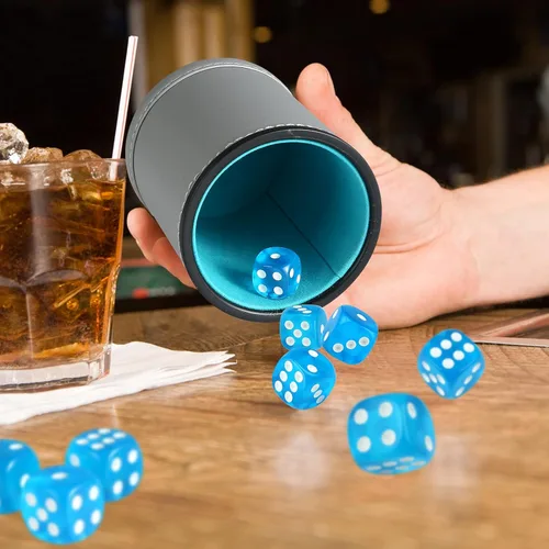 Miniatura 4 de GWHOLE Juego de dados de cuero apilables con 10 dados para Yahtzee Farkle Party