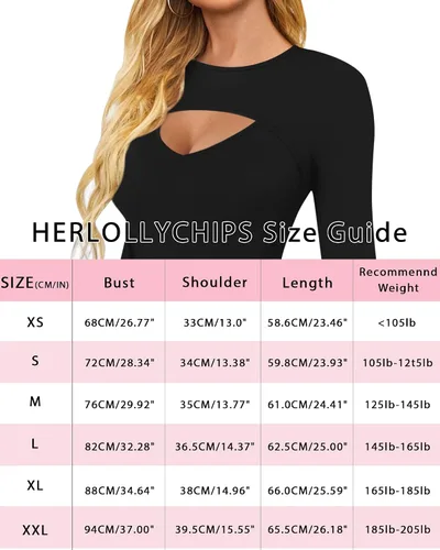Miniatura 5 de HERLOLLYCHIPS Camiseta de manga larga para mujer cuello redondo acanalada sexy casual elegante para otoño e invierno