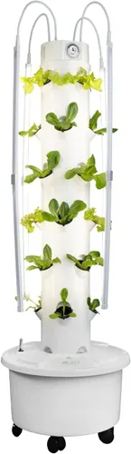 Torre Hidropónica GX | Torre Plantadora Vertical | Kit de Sistema de Cultivo Hidropónico | Grado Alimentario con 24 Macetas de Red (con Luces LED de