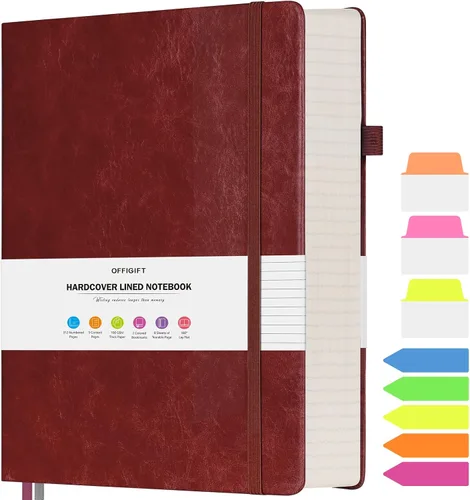 Miniatura 24 de Cuaderno rayado, cuaderno grande A5 con rayas universitarias, cuaderno de trabajo de 312 páginas numeradas con calcomanías de índice, papel grueso