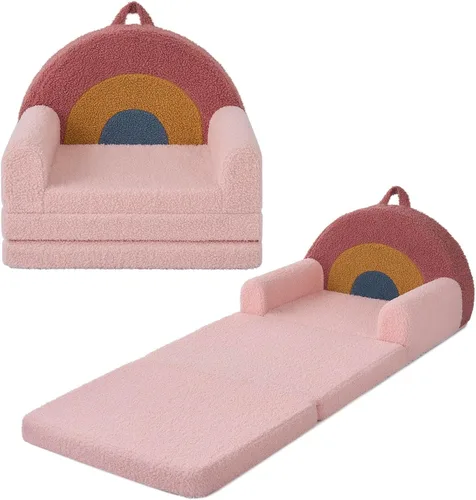 Miniatura 12 de Blissful Diary Sofá plegable para niños pequeños, silla y tumbona cómoda 2 en 1 para leer, sala de juegos, sofá para niños y niñas, regalo de Rubor