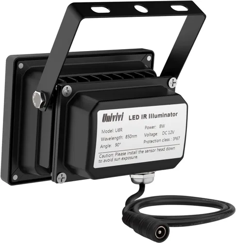 Miniatura 2 de Univivi Iluminador de infrarrojos de 90 grados de gran ángulo con 8 LED IR, luz infrarroja de 850 nm, iluminador de infrarrojos para visión