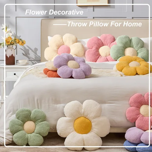 Miniatura 6 de XIAIJIA Cojín con forma de flor, almohada con diseño de flores y margaritas decorativa, cojín para cama, cojín de suelo, cojín suave para asiento