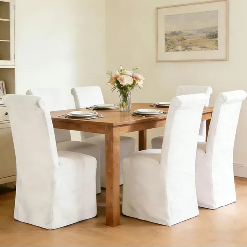 Miniatura 3 de Parsons - Juego de 2 sillas de comedor tapizadas con falda extraíble lavable, sillas de cocina con respaldo alto y patas de madera maciza, tela