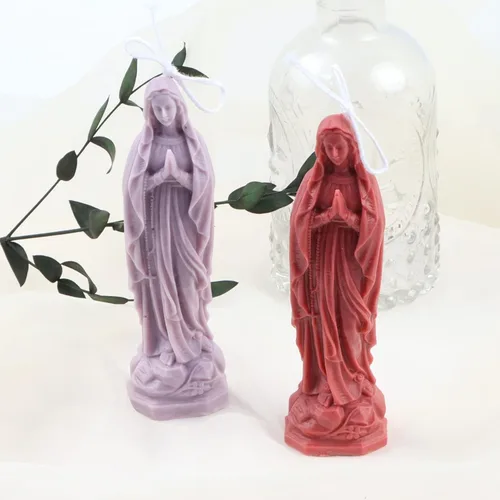 Miniatura 3 de Cestony Moldes de silicona para velas de la Virgen María 3D para hacer velas, estatuas de resina de yeso y decoración del hogar (A)