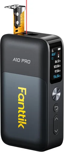Fanttik Cinta métrica láser digital A10 Pro 2 en 1 con pantalla a color HD IPS, herramienta de medición láser recargable de 165 pies y cinta métrica
