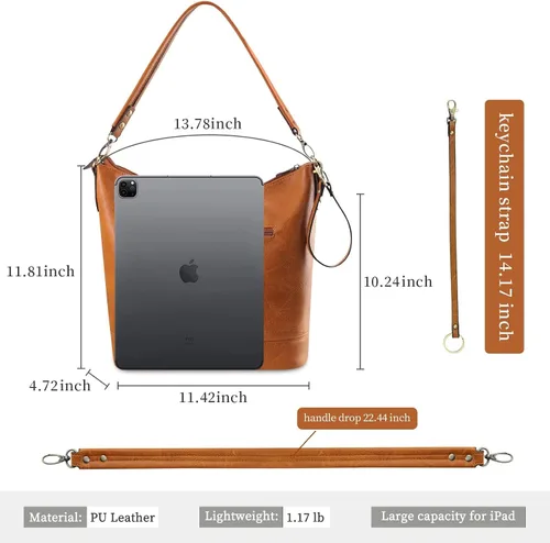 Miniatura 6 de FUKUYIN Bolso de mano para mujer, bolso de hombro para mujer, bolso de mano de cuero suave de poliuretano para mujer, bolso cruzado grande para mujer
