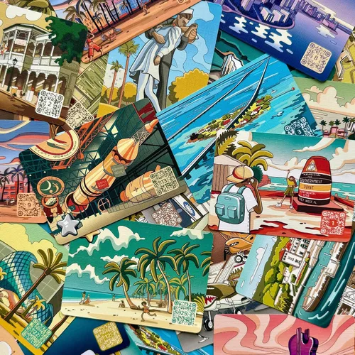 Miniatura 2 de MEMO Florida Landmarks - Juego de cartas de memoria para adultos, niños y adolescentes - Juego educativo de viaje familiar con 50 cartas y datos QR