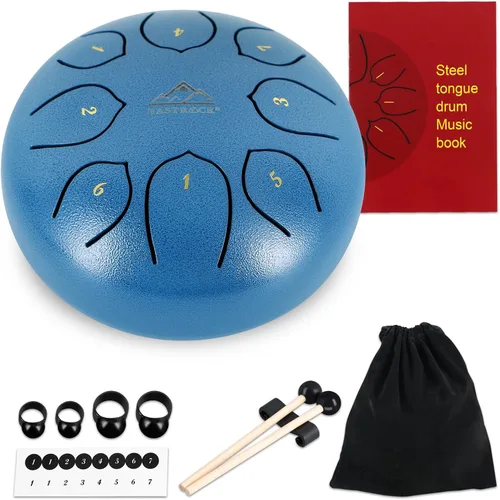 Miniatura 4 de EASTROCK Tambor de lengua de acero para niños de 6 pulgadas, 8 notas, tambor de lengua de acero, tambor de mano, llave C con bolsa de viaje, Azul