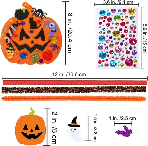 Miniatura 2 de Winlyn 30 kits de decoración de calabaza de Halloween para otoño, kits de manualidades de calabaza, formas de calabaza de espuma con calcomanías