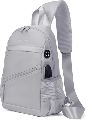 BOSTANTEN Bolso bandolera para mujeres y hombres, bolso cruzado ligero para mujer, bolsa de hombro para viajes, senderismo, con puerto de carga USB