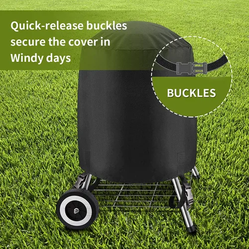 Miniatura 5 de Cubierta de Parrilla de 18 Pulgadas para Parrilla Redonda Cubierta Impermeable 600D Resistente Lona para Exteriores Cubierta de Parrilla BBQ