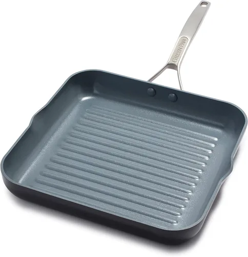 Miniatura 5 de GreenPan Paris Pro - Juego de ollas y sartenes antiadherentes de cerámica anodizada dura, 11 piezas, color gris y Paris Pro anodizado duro, sartén