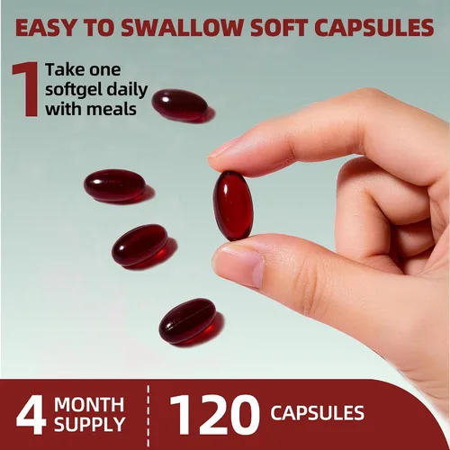 Miniatura 7 de Suplementos de astaxantina de 5 mg - Astaxantina Premium 120 cápsulas blandas para ojos, cerebro, piel y apoyo inmunológico, fuente de microalgas