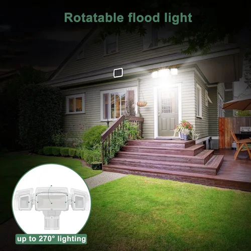 Miniatura 6 de GLORIOUS-LITE - Luz de seguridad solar para exteriores, luz LED solar de 1600LM con sensor de movimiento y 3 cabezales ajustables, 5500K