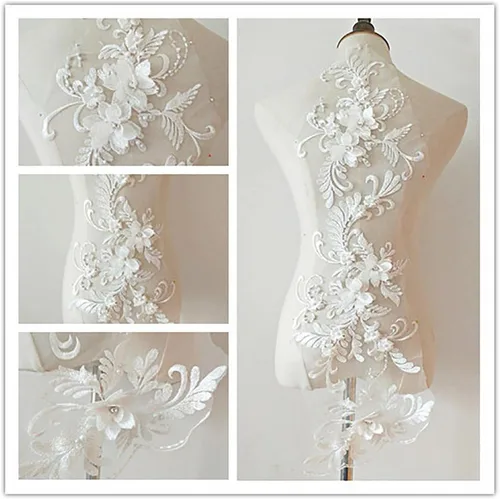 Parches apliques en 3D cosibles, flores de cuentas en 3D, apliques de encaje con lentejuelas, adornos de tela para vestidos A1