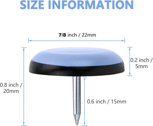 Miniatura 2 de Paquete de 24 deslizadores de silla, deslizadores de uñas (7/8 pulgadas de diámetro), deslizadores de silla de teflón para suelos de madera dura