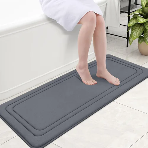 Miniatura 84 de Grandaily Alfombra de baño de espuma viscoelástica de 24 x 16 pulgadas, ultrasuave, antideslizante y absorbente, lavable a máquina, cómoda alfombra