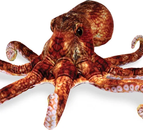 Miniatura 3 de Real Planet Pulpo marrón pacífico de 22 pulgadas, juguete realista de criatura marina, animal marino de felpa grande para niños, animales marinos