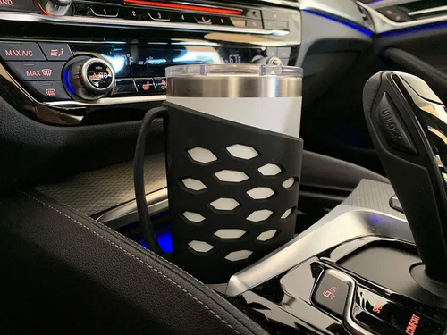 Miniatura 5 de Manipulador para tazas de café con aislamiento al vacío de 20 onzas, funda protectora de agarre de silicona con asa