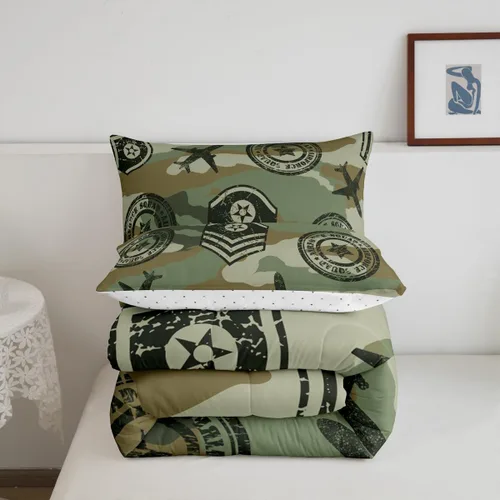 Miniatura 3 de Feelyou Juego de edredón de camuflaje de avión para niños, juego de ropa de cama con decoración de avión de camuflaje para adolescentes y niños