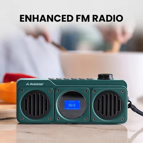 Miniatura 4 de Avantree Boombyte - Radio FM portátil y altavoz Bluetooth con excelente sonido estéreo, acabado de metal, tiempo de reproducción recargable largo