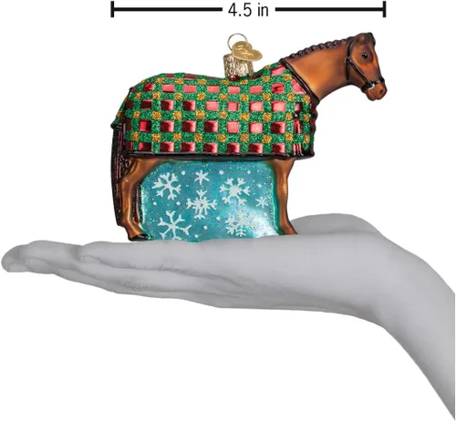 Miniatura 4 de Old World Christmas - Adorno de caballo con copo de nieve de vidrio soplado para árbol de Navidad, decoración festiva hecha a mano, colección