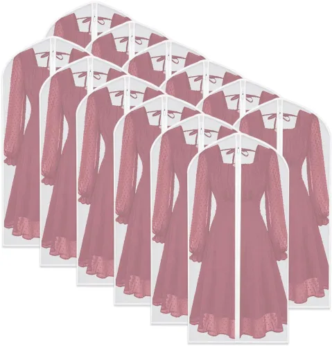 Miniatura 19 de Bolsas de ropa para colgar ropa, bolsa de traje transpirable (juego de 12) fundas con cremallera, bolsas de ropa de PEVA, bolsas protectoras