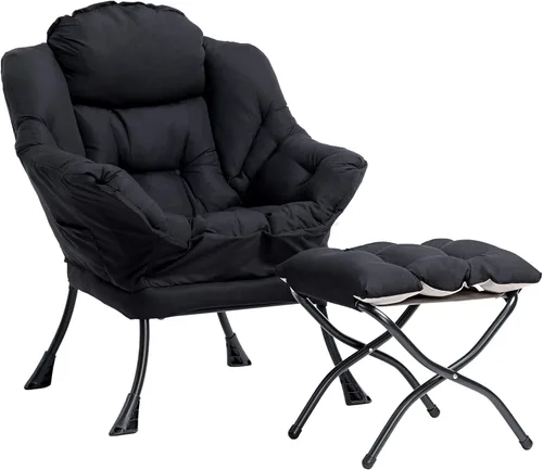 Miniatura 32 de HollyHOME - Silla perezosa con reposabrazos y bolsillo lateral, cómoda silla de sala de acento, sofá de ocio para sala de estar, recámara