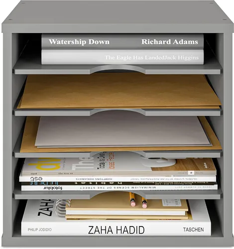 Miniatura 2 de Ballucci Organizador de archivos, clasificador de papel, estantes ajustables de 5 niveles, organizador de escritorio de oficina, 13 5/8 x 9 1/4 x 12