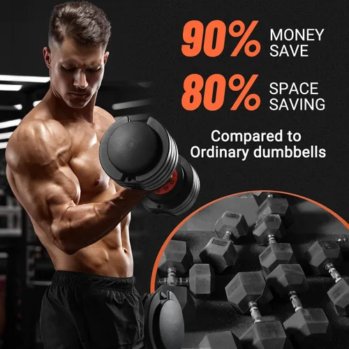 Miniatura 3 de 25/55 lbs Pair Adjustable Dumbbell Set, Adjust Dumbbell Weight for Exercises Pair Dumbbells for Men and Women in Home 55lbs-par