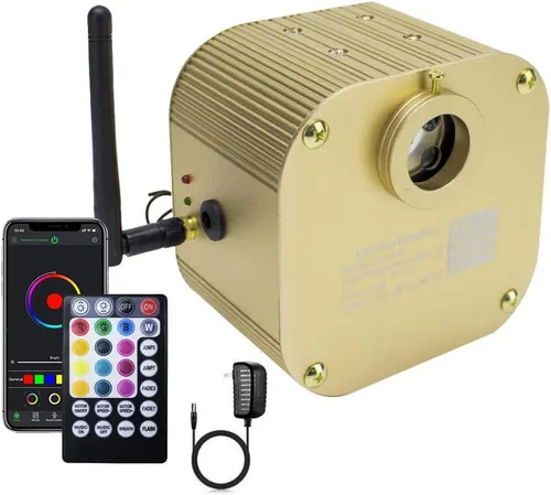 Miniatura 13 de AZIMOM Fuente de Luz de Fibra Óptica Centelleante de Alta Luminosidad 50W Motor Driver de Caja de Luz RGBW Control Remoto Bluetooth/RF Modo Sensor