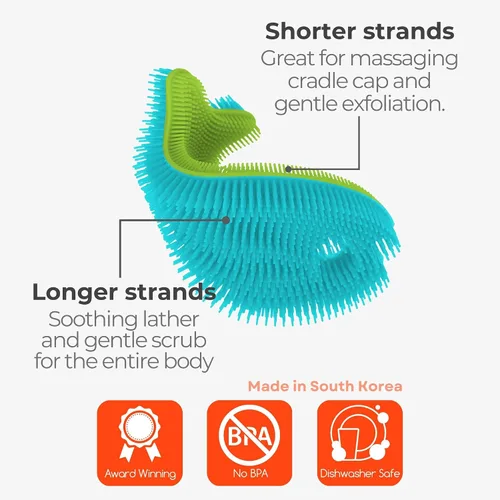 Miniatura 3 de Innobaby Bathin' Smart - Exfoliante de baño de silicona sensorial para bebés y niños pequeños, color verde aguamarina