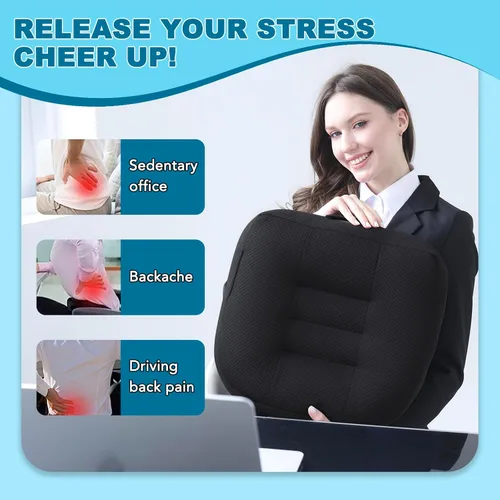 Miniatura 3 de Cojines para silla de oficina para respaldo y trasero, cojín ergonómico para silla o asiento para sentarse durante mucho tiempo, almohada para Negro