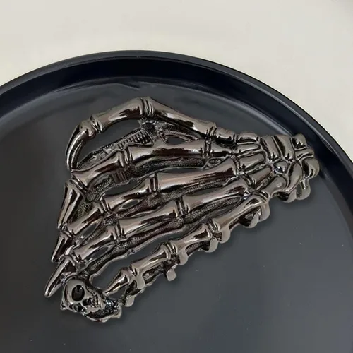 Miniatura 4 de Pinzas de pelo de mano de esqueleto de moda, grandes, sin arrugas, de metal, negro, punk, pasadores para mujeres y niñas, accesorios de peinado