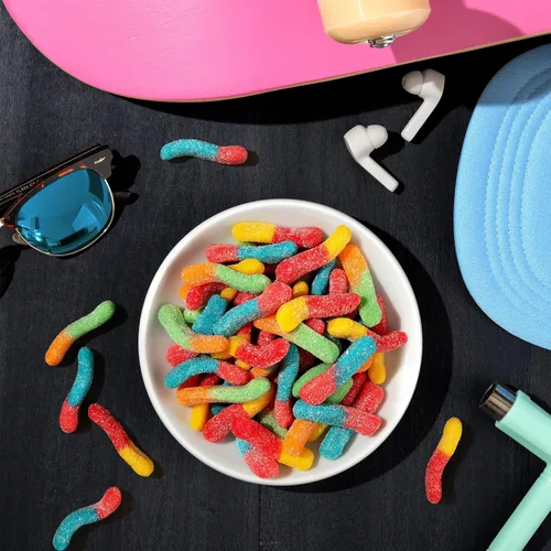 Miniatura 8 de Trolli Sour Brite Crawlers, dulces, cereza-limón, fresa-uva y naranja-lima, dulce y agrio, gusanos de goma, 7.2 oz
