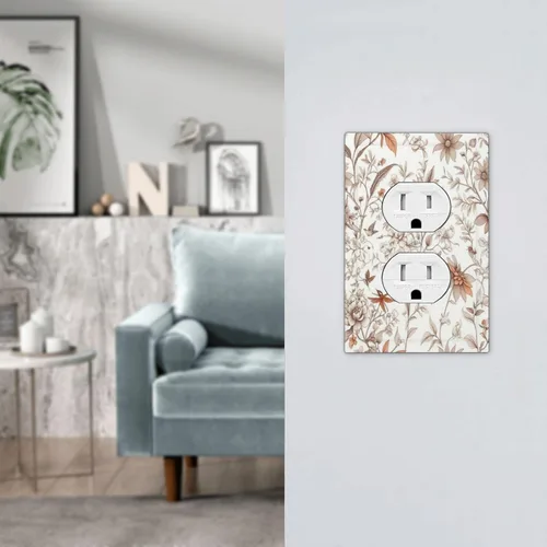 Miniatura 7 de Cubiertas Decorativas para Tomacorrientes Boho Floral Beige Flor y Hoja Botánico 1 Gang Interruptor de Luz Dúplex Placa Cubierta Placas de Boho