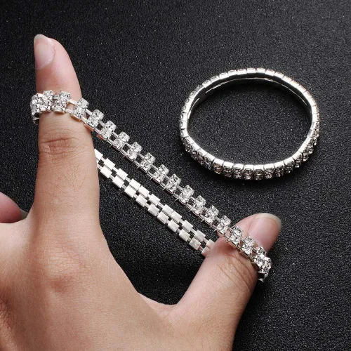 Miniatura 5 de Zealmer . Pulseras para mujer, brillantes, multicolor, con diamantes de imitación, apilables y elásticas