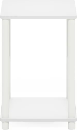 Miniatura 6 de Furinno Turn-N-Tube - Mesa auxiliar lateral de 2 niveles con estante abierto, mesita de noche sin herramientas, mesita de cama, para sala de estar