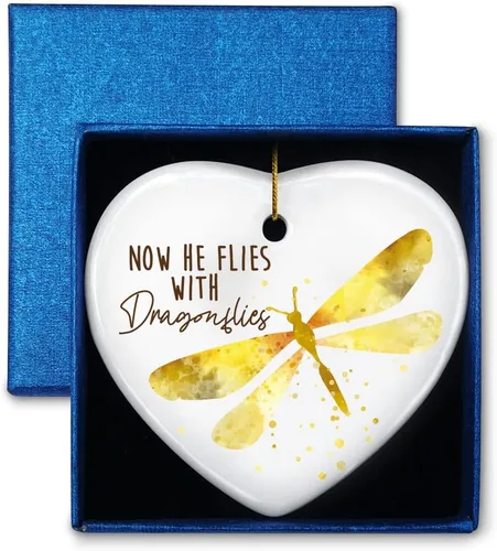 Adorno conmemorativo de regalo para seres queridos, ahora él vuela con libélulas, regalos de recuerdo de condolencias por pérdida de padre, abuelo,