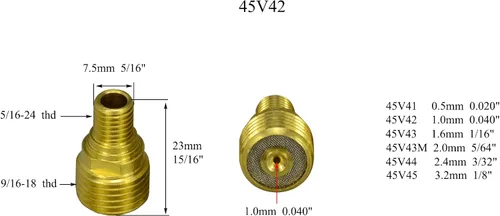 Miniatura 6 de RIVERWELD TIG Cuerpo de pinza de lente de gas 45V43 13N22 1/16 pulgadas 0.063 in y boquilla de cuarzo vasos de vidrio transparente #6 3/8 "53N60