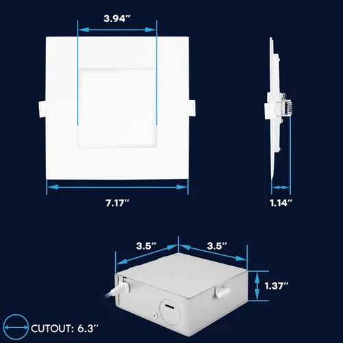 Miniatura 6 de LUXRITE Paquete de 12 luces empotrables LED inteligentes cuadradas de 6 pulgadas, cambio de color RGBW, control de aplicación WiFi, control de voz