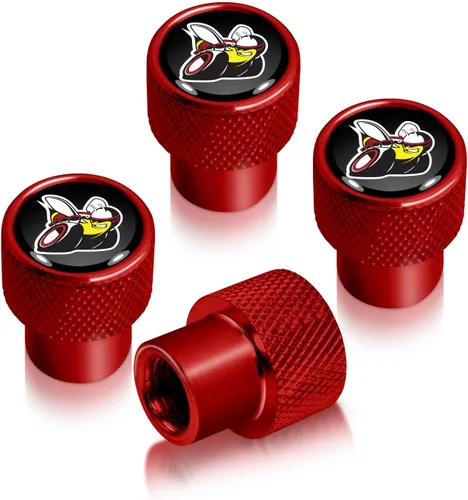 iPick Image Tapones de válvula de neumático de aluminio negro sobre rojo para Dodge Scat-Pack a todo color, con licencia oficial