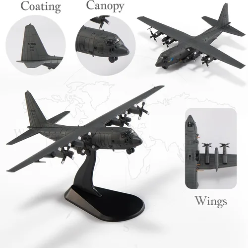 Miniatura 3 de AC-130H Gunship - Aviones fundidos a presión, escala 1/200, modelo de avión de metal para coleccionista, entusiasta de la aviación, coleccionable