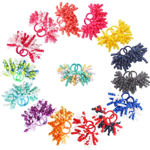 Miniatura 8 de 40 lazos para el pelo con cinta de grogrén boutique de 3 pulgadas, lazos elásticos para el cabello, bandas para el cabello para coleta, en pares 20